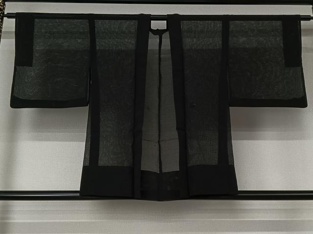 平和屋着物▽羽織 スリーシーズン 春夏秋 塵除け 黒地 正絹 逸品 AABL0555jh