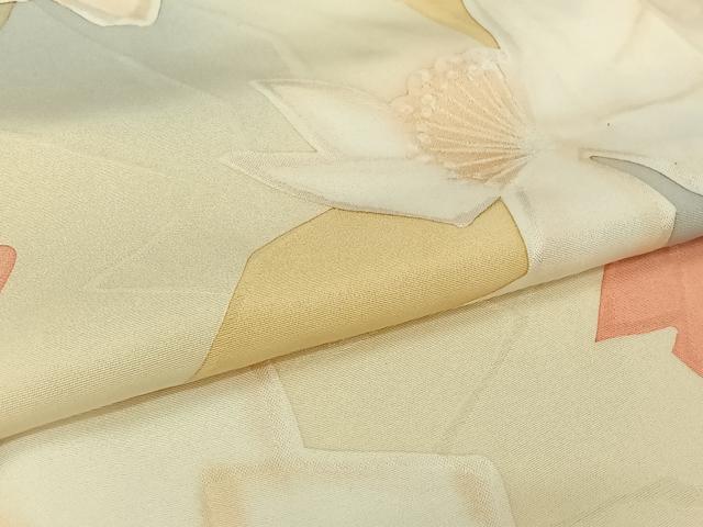 平和屋着物▽上質な小紋 単衣 地紋起こし 草花文 暈し染め 正絹 逸品 AABL0558jh