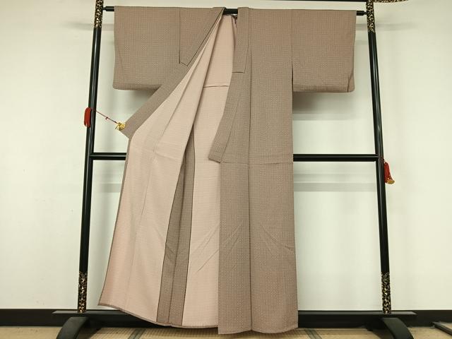 平和屋着物▽上質な小紋 単衣 花菱文 正絹 逸品 AABL0561jh