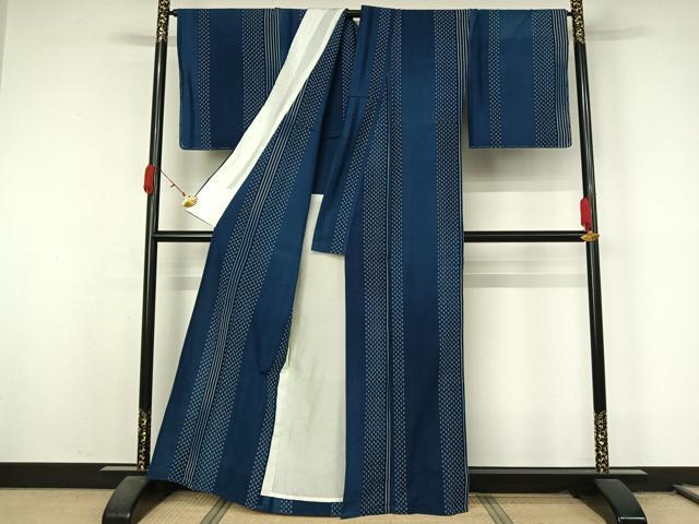 平和屋着物●希少 山藍 山村省二 久留米絣 単衣 灰汁発酵建 正藍染 草木染 証紙・たとう紙付き 綿 逸品 未使用 AABL0565jh