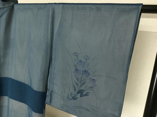 平和屋着物▽訪問着 無双 紗袷 紗×絽 手描き 草花文 正絹 逸品 AABL0566jh