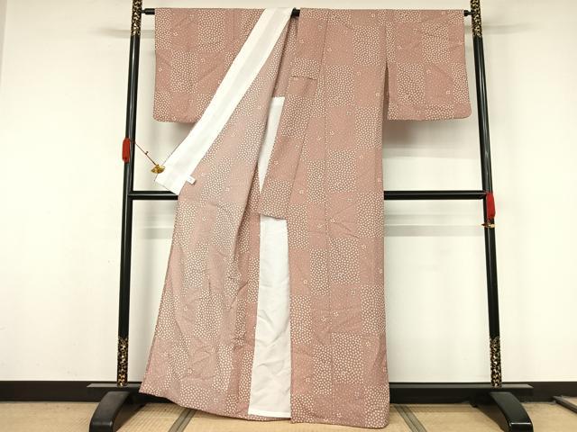 平和屋着物▽小紋 単衣 舞桜文 洗える着物 AABL0567jh
