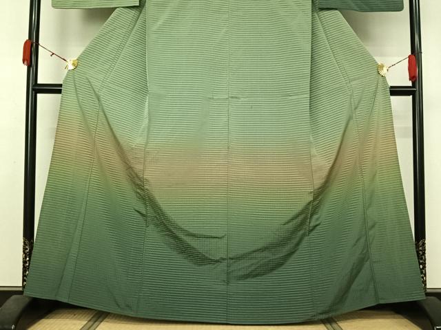 平和屋着物▽訪問着 お召 単衣 霞文 暈し染め 正絹 逸品 AABL0572jh