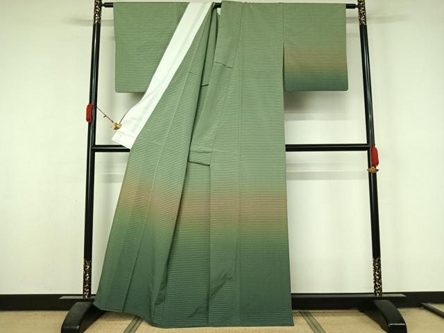 平和屋着物▽訪問着 お召 単衣 霞文 暈し染め 正絹 逸品 AABL0572jh