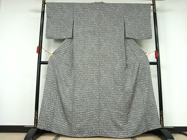 平和屋着物▽創業140年 小糸染芸の四代目 小糸敏夫 小紋 単衣 幾何学文様 正絹 逸品 AABL0575jh