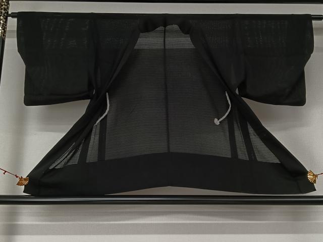 平和屋着物▽黒紋付 羽織 スリーシーズン 春夏秋 塵除け 正絹 逸品 AABL0576jh