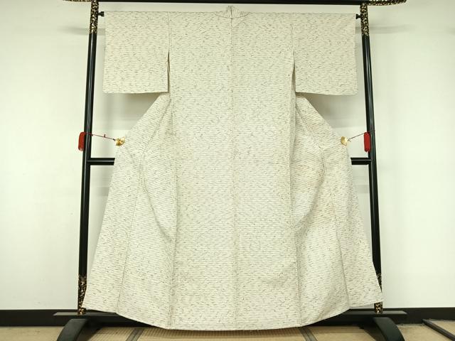 平和屋着物▽髭紬 単衣 横段文 正絹 逸品 AABL0587jh