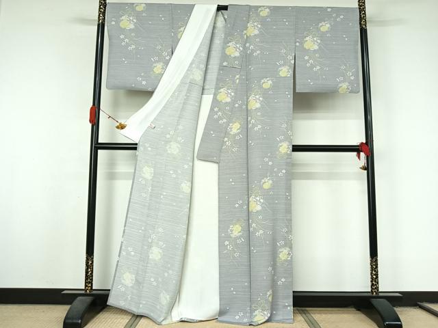 平和屋着物▽上質な小紋 単衣 薬玉文 正絹 逸品 AABL0591jh