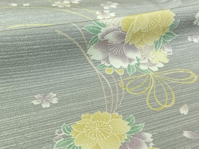 平和屋着物▽上質な小紋 単衣 薬玉文 正絹 逸品 AABL0591jh