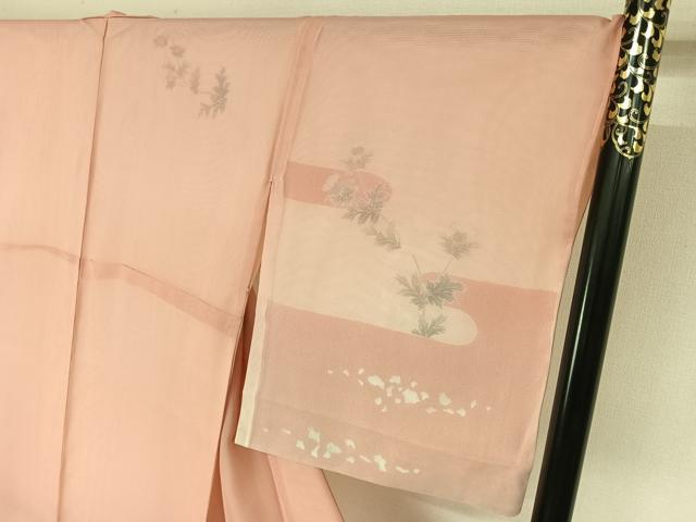 平和屋着物▽訪問着 無双 紗袷 紗×絽 草花文 銀彩 ロング丈 正絹 逸品 AABL0598jh