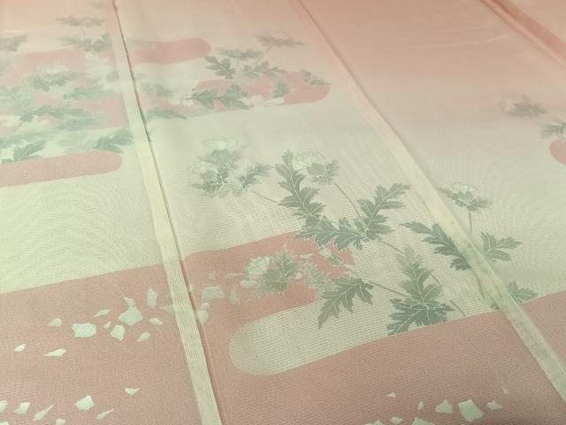 平和屋着物▽訪問着 無双 紗袷 紗×絽 草花文 銀彩 ロング丈 正絹 逸品 AABL0598jh