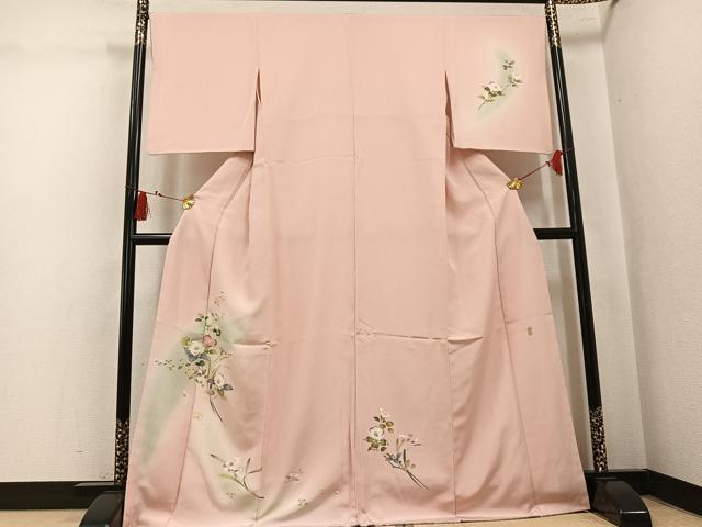 平和屋着物●訪問着 友禅 作家物 枝花文 暈し染め 正絹 逸品 AABL0603ph