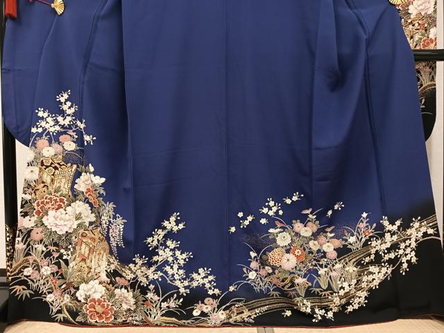 平和屋着物●豪華振袖 駒刺繍 御所車花文 暈し染め 金彩 正絹 逸品 AABL0605ph