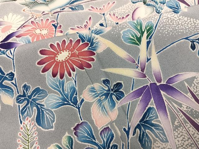 平和屋着物●色留訪問着 作家物 花鳥文 暈し染め 正絹 逸品 AABL0607ph