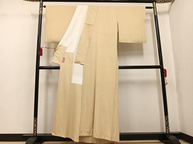 平和屋着物●上質な色無地 草花地紋 枯色 正絹 逸品 AABL0612ph