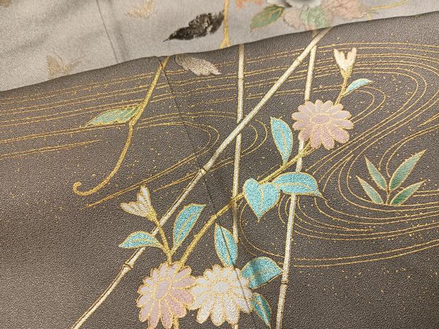 平和屋着物●訪問着 枝花文 暈し染め 金銀彩 正絹 逸品 未使用 AABL0618ph