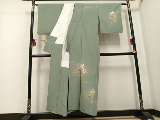 平和屋着物●訪問着 作家物 枝花文 暈し染め 金彩 正絹 逸品 AABL0633ph