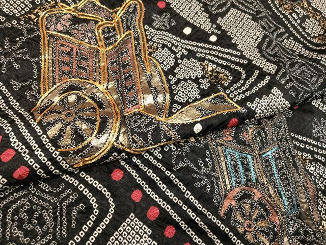 平和屋着物●豪華振袖 総絞り 駒刺繍 御所車花文 金彩 正絹 逸品 AABL0634ph