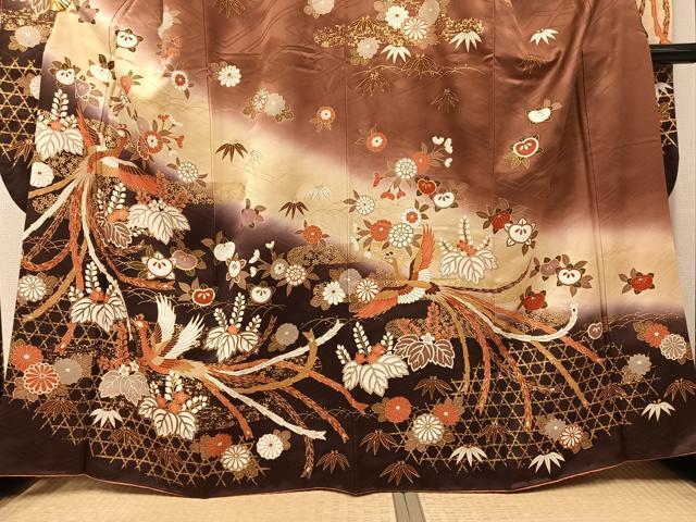 平和屋着物●豪華振袖 鳳凰花文 暈し染め 金彩 正絹 逸品 AABL0635ph