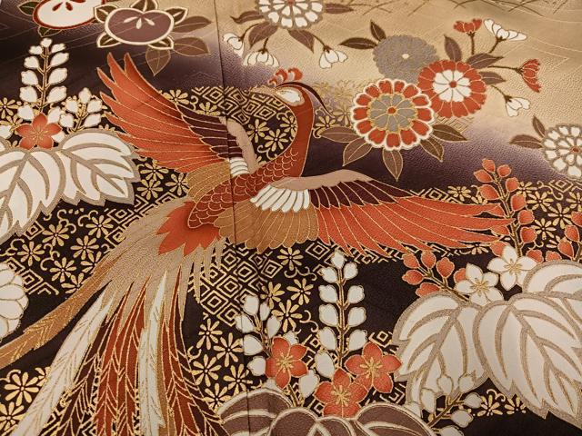 平和屋着物●豪華振袖 鳳凰花文 暈し染め 金彩 正絹 逸品 AABL0635ph