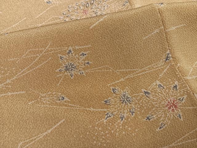 平和屋着物●上質な小紋 型染め 草花文 鬼しぼ縮緬 正絹 逸品 未使用 AABL0637ph