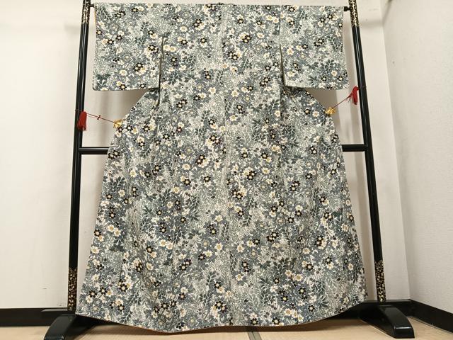 平和屋着物●上質な小紋 草花文 正絹 逸品 未使用 AABL0640ph
