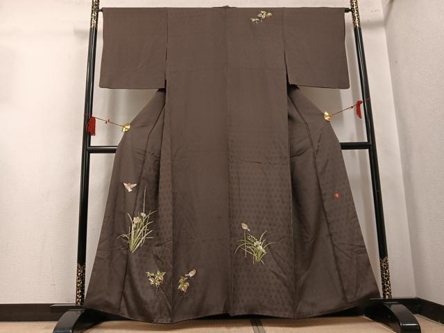 平和屋着物●ファッションデザイナー 花井幸子 訪問着 総刺繍 花鳥文 正絹 逸品 AABL0641ph