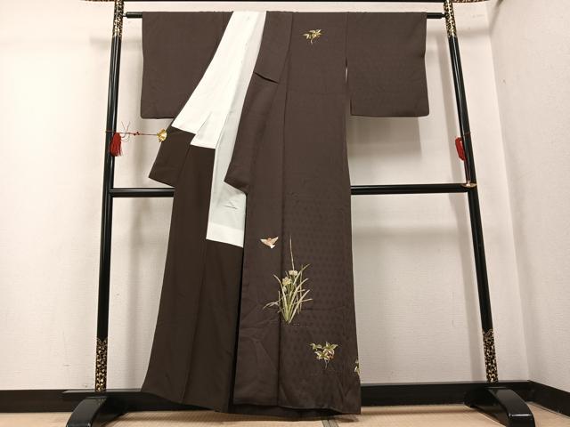 平和屋着物●ファッションデザイナー 花井幸子 訪問着 総刺繍 花鳥文 正絹 逸品 AABL0641ph