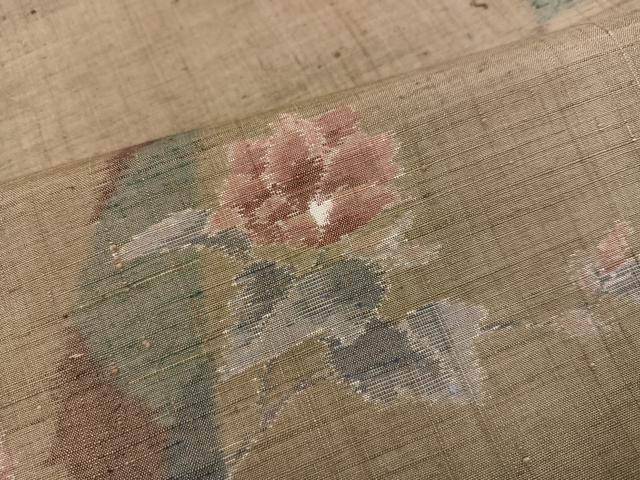 平和屋着物●小千谷紬 草花文 正絹 逸品 AABL0642ph