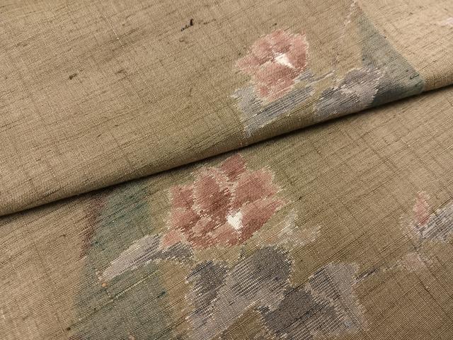 平和屋着物●小千谷紬 草花文 正絹 逸品 AABL0642ph