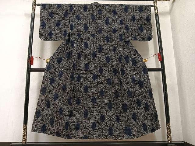 平和屋着物●久留米絣 単衣 抽象文 綿 逸品 AABL0647ph