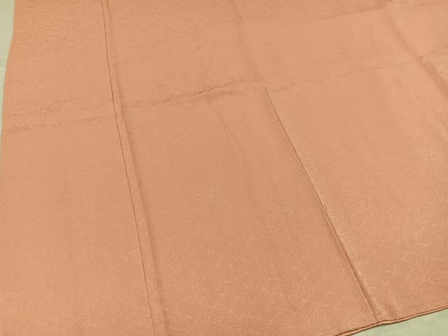 平和屋着物●上質な色無地 作家物 草花地紋 赤香色 正絹 逸品 未使用 AABL0652ph