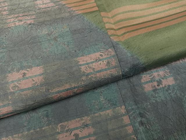 平和屋着物●訪問着 紬地 雲絞り 横段文 正絹 逸品 AABL0657ph