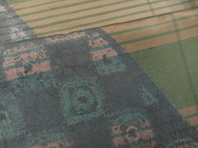 平和屋着物●訪問着 紬地 雲絞り 横段文 正絹 逸品 AABL0657ph