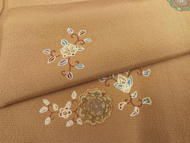 平和屋着物●上質な小紋 花唐草文 金彩 正絹 逸品 AABL0659ph