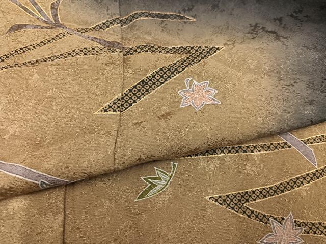 平和屋着物●訪問着 松楓 暈し染め 黒地 金彩 正絹 逸品 AABL0663ph