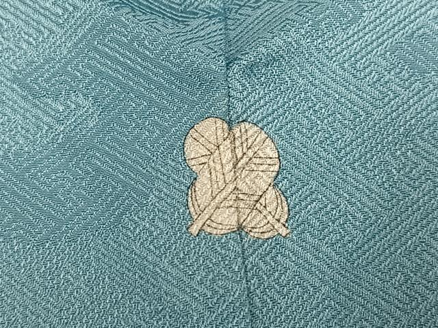 平和屋着物●上質な色無地 霞紗綾形文様 秘色色 正絹 逸品 AABL0665ph
