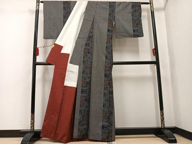 平和屋着物●本場大島紬 7マルキ 陶器文 正絹 逸品 AABL0668ph