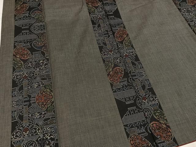 平和屋着物●本場大島紬 7マルキ 陶器文 正絹 逸品 AABL0668ph