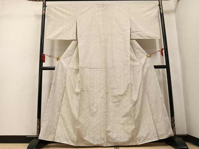 平和屋着物●本場大島紬 白大島 9マルキ 麻の葉文様 正絹 逸品 AABL0671ph