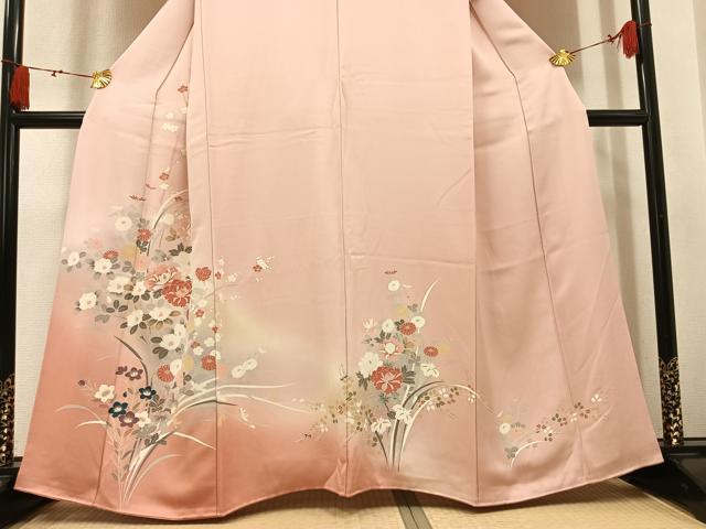 平和屋着物●訪問着 刺繍 草花文 暈し染め 正絹 逸品 AABL0680ph