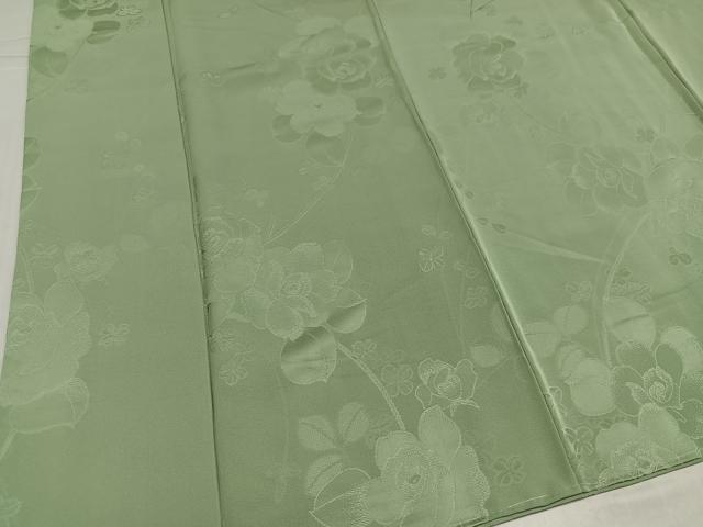 平和屋着物●上質な色無地 花地紋 裏葉柳色 正絹 逸品 未使用 AABL0681ph