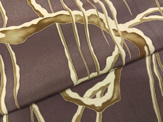 平和屋着物●色留訪問着 雪持ち枝垂れ柳 鬼しぼ縮緬 正絹 逸品 AABL0682ph