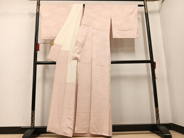 平和屋着物●上質な色無地 小花地紋 肌色 正絹 逸品 未使用 AABL0683ph