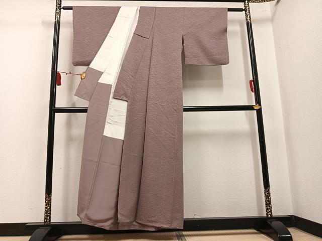 平和屋着物●上質な色無地 松葉地紋 正絹 逸品 AABL0695ph
