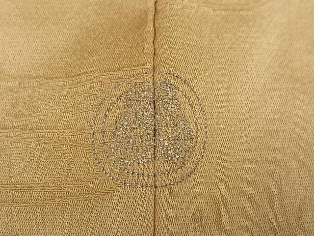 平和屋着物●上質な色無地 流水花地紋 飴色 三越扱い 正絹 逸品 AABL0701ph