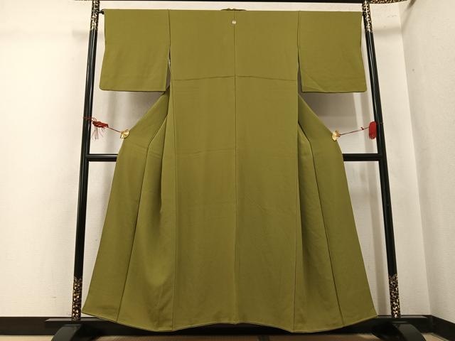 平和屋着物●上質な色無地 国防色 正絹 逸品 AABL0707ph