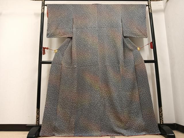 平和屋着物●上質な小紋 総絞り 暈し染め 正絹 逸品 AABL0720ph