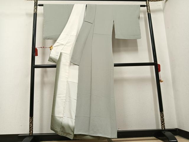 平和屋着物●上質な色無地 利休白茶色 鬼しぼ縮緬 正絹 逸品 AABL0724ph