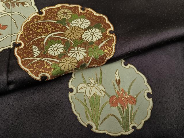 平和屋着物●訪問着 駒刺繍 雪輪草花文 金彩 正絹 逸品 AABL0728ph